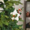 WDS WONDROUS Fabric Christmas Ornaments with Pinecones, Plush Ornaments for Christmas Tree, Rustic Heart Star Tree Shape Xmas Balls Decor Set for Farmhouse Holiday Decorations (6Pcs, White)