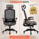 GABRYLLY Ergonomic Office Chair, High Back Home Desk Chair with Headrest, Flip-Up Arms, 90-120 Tilt Lock and Wide Cushion, Big and Tall Mesh Chairs for Man Woman, Black Task Chair(Dark Woodgrain), 22d X 25.2w X 45.3h in