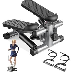 Sweetcrispy Mini Stair Steppers with Resistance Bands for Exercise at Home, Portable Exercise Twist Stepper Machine for Full Body Workout, 300LBS Capacity