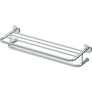Gatco 5376 Designer II Bathroom Spa Towel Rack, 24", Chrome | Wall Mounted Stainless Steel 26.50" W X 5.68" H X 10" D Towel Holder Rack with Towel Bar for Bathroom
