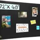 Large Bulletin Board - 72 X 48 inches Cork Board with 30 Pushpin, 6' x 4' Felt Cork Board Notice Pin Board, Self-Adhesive Vision Board Mood Board Foldable Photo Board for Wall (Black)
