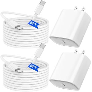 3 x iPhone 17 16 15 Charger Fast Charging 6FT - 25W USB C Charger Block with Type C Cable Compatible with iPhone 17e/17/17 Pro/17 Pro Max/Air/16/16e/15, iPad Pro, Air, Mini [2 Pack]