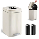 Kopuncare Dog Poop Can Outside, 5L/1.3 Gal Pet Poop with Lid, Foot Pedal, Dog Waste Container with 40 Bags, Lid Soft Close for Pet, White