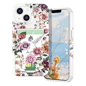 Petocase for iPhone 14 Case/iPhone 13 Case Card Holder Slot Slim Flexible TPU Gel Rubber Soft Skin Silicone Protective Phone Case Cover for Apple iPhone 13/14 6.1inch-Beige Almond