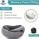 Ergonomic Memory Foam Travel Pillow - 360 Neck & Head Support, Breathable Cover, Portable with Travel Bag, Includes 3D Sleep Mask & Earplugs, Essential for Airplane Travel