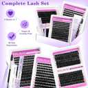 MilyBest Lash Clusters Kit 564Pcs Eyelash Clusters Lashes Wispy Cluster Eyelash Extensions Kit 3 Styles Fluffy Lashes Clusters 10-18mm Volume DIY Individual Eye Lash Clusters Lash Box with Bond&Seal