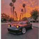 Japanese Mx 5 Jdm Car Modified Street Sunset Poster Print Canvas Wall Art Pictures Home Decor for Living Room Hallway Bathroom Office Wall Decor 12x18inch(30x45cm)