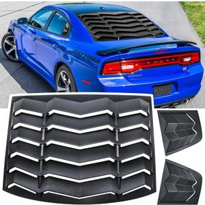 Rear+Side Window Louver for Dodge Charger 2011-2024 SXT GT R/T Scat Pack SRT Hellcat Widebody Redeye Daytona Windshield Sun Shade Cover GT Lambo Style Accessories All Weather ABS (Matte Black)