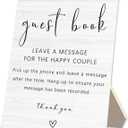Audio Guest Book Sign - Audio Phone Guestbook Wooden Stand for Wedding 5x7inch, Wedding Table Decorations