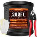 1/8" Stainless Steel Cable 300FT Marine Grade Cable for Deck Railing System T316 Wire Rope Black Fence Wire with Cable Cutter 7X7 Strands