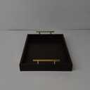 JJSQYLAN Wooden Serving Tray with Handles Rectangle Breakfast Tray for Coffee Table Decorative Ottoman Tray 16x 12 for All Occasion's (Dark Brown)