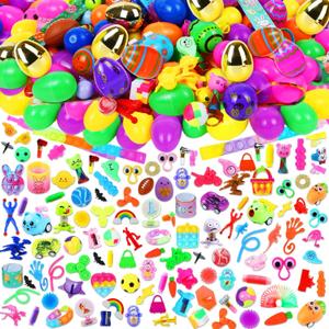 200 Pcs Prefilled Easter Eggs with Assorted Toys Inside,Basket Stuffers Easter Fillers,Easter Toys Bulk,Easter Egg Hunt Supplies,Prizes Classroom Events,Easter Party Favors Gifts for Kids Boys Girls