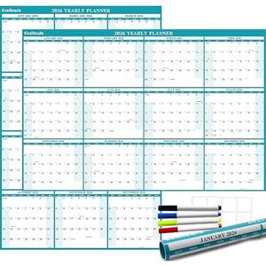24" x 36" Exellewis 2025 Wall Calendar, Wet & Dry Erase Laminated, Yearly Wall Calendar, Horizontal/Vertical Annual Planner, 12 Month January to December for Easy Planning, Organizing
