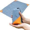 Orga'Neat Pocket Picnic Blanket, Beach Mat Waterproof Sandproof, Compact Lightweight Small Tarp for Camping, Hiking, Backpacking, Festival, Travel, Foldable in Bags (Grey/Orange, 55"x39")
