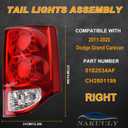 Tail Light Compatible With 2011-2020 Dodge Grand Caravan Right Passenger Side LED Taillight Rear Lamp Brake Signal Assembly with Bulb # 5182534AF CH2801199