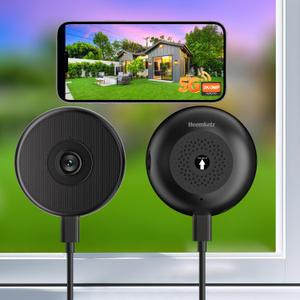 2 Pack No-Drill Window Camera, 5GHz & 2.4GHz WiFi 2K Outdoor Monitoring Thru Glass, Anti-Glare Full Color Night Vision, Window Mounted Security Camera for Home Security, Works with Alexa