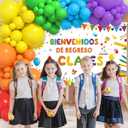 MEHOFOND Bienvenidos De Regreso A Clases Decorations, 112PCS Colorful Back to School Balloon Garland Arch kit for Kids Classroom First Day in Preschool Kindergarten Party Supplies