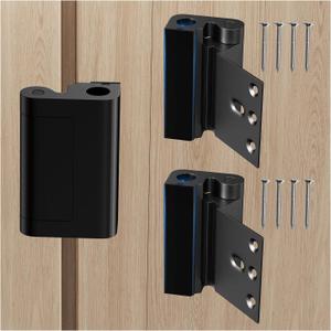 Home Security Door Reinforcement Lock for Front/Inward Swing Doors - Upgraded Reinforced 1200lbs Capacity, Night Kids Safety Metal Flip Deadbolt Latch (2Pack Black)
