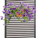 Metal Outdoor Privacy Screen with Stand, 3 ft W x 6 ft H PE-Coating Steel Pipes and Slats Panels, Decoative Privacy Screen Fence Panels Freestanding for Outside Patio Garden Backyard, Brown
