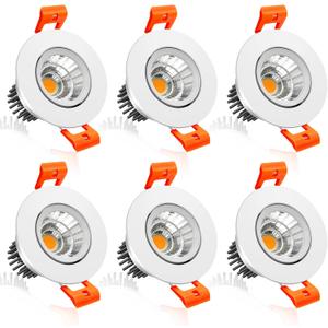 inShareplus 2 Inch LED Downlight, 3W Recessed Lighting COB Dimmable, 3000K Warm White, CRI80, Ceiling Lights with LED Driver, 6 Pack