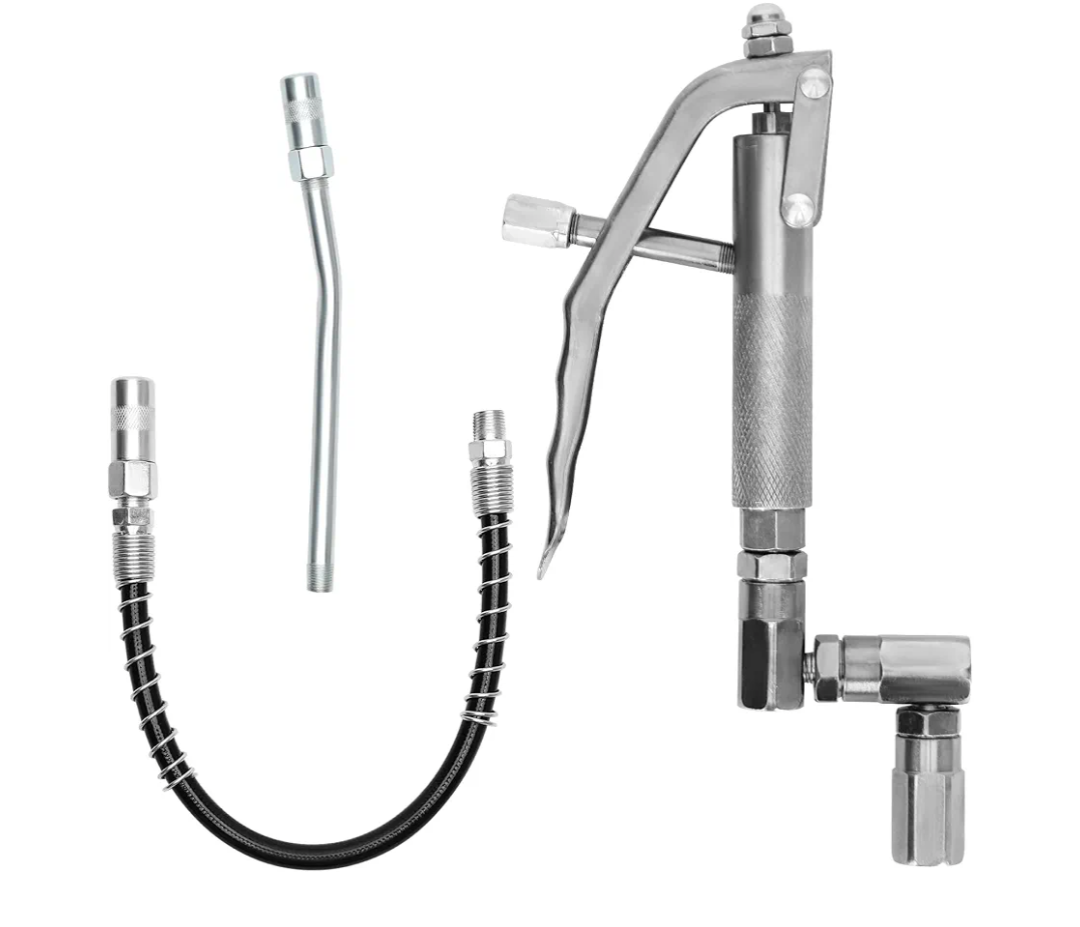 Control Handle Valve - Designed Specifically for Grease Pumps, Heavy-Duty High Pressure 7500psi, 1/4 Inch Thread, 18 Inch Flexible Interface, A4-Jaw Coupling, 360 Degree Rotation, and Spring