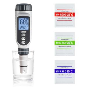 Dr.meter pH Meter, 0.01 High Accuracy Digital PH Tester with LCD Display, 0-14pH Measurement Range with Data Hold Water Quality Tester for Plants Nutrient, Pool, Hydroponic, Aquarium, Home Brewing