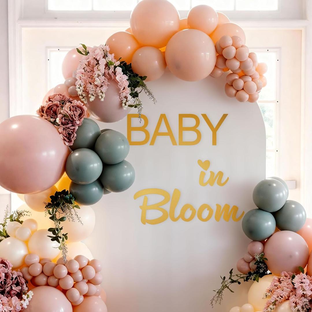 2 x Baby in Bloom Decal Gold Vinyl for Banner, Party Baby Shower Decorations for Wall or Backdrop, Gender Reveal or Neutral Theme Banner for Girl or Boy