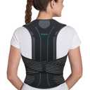 Omples Posture Corrector for Women and Men Upper Back Brace for Posture Scoliosis Back Brace Thoracic Back Straightener Shoulder Upright Support for Body Correction and Neck Pain Relief (4) (Dark Gray)