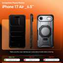 Poetic Spartan Case with Ring Stand for iPhone Air, [Camera Control Button][Magsafe Compatible], Full Body Rugged Shockproof Protective Cover Case, Metallic Gun Metal