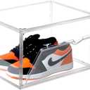 Sneaker Shoe Display Case,Shoe Box with Clear Magnetic Door,Thicken & Sturdy Organizer Containers Stackable,Fit Shoe Size Up to US 14 (X-Large) 