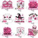 9 Pcs Halloween Nurse Badge Reel Retractable Pink Glitter Ghost Ghost Pumpkins Halloween Spooky Acrylic Badge Holder with ID Badges for Nursing Student Doctor Office Hospital