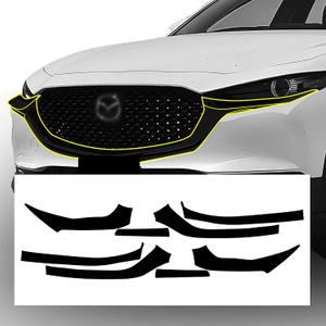 BOGAR TECH DESIGNS for Mazda CX-30 2020-2026 Front Chrome Delete Precut Vinyl Overlay Kit, Gloss Black Blackout Trim, Grille