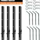 4 Pack Upgraded 30 inch Pipe Stake for Flatbed Trailer with 1/2 D Ring Welded, 30 inch Flatbed Trailer Stake Side Rail Black