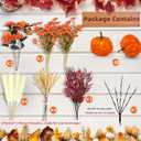 Fall Artificial Flowers for Decoration43Pcs Faux Flowers Arrangement with Dahlia Pampas Grass Mixed Autumn Floral Stems & Mini Pumpkin Vase Filler for Indoor Table Centerpiece Home Dcor (Orange Red)