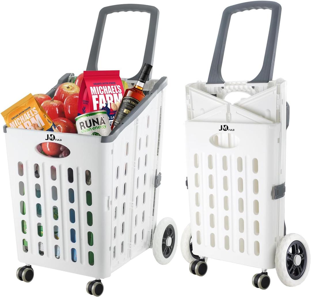 Shopping Cart for Groceries, 75L Extra Large Capacity Grocery Cart 360° Rolling Swivel Wheels, Utility Cart Folding Shopping Carts for Laundry Luggage Shopping