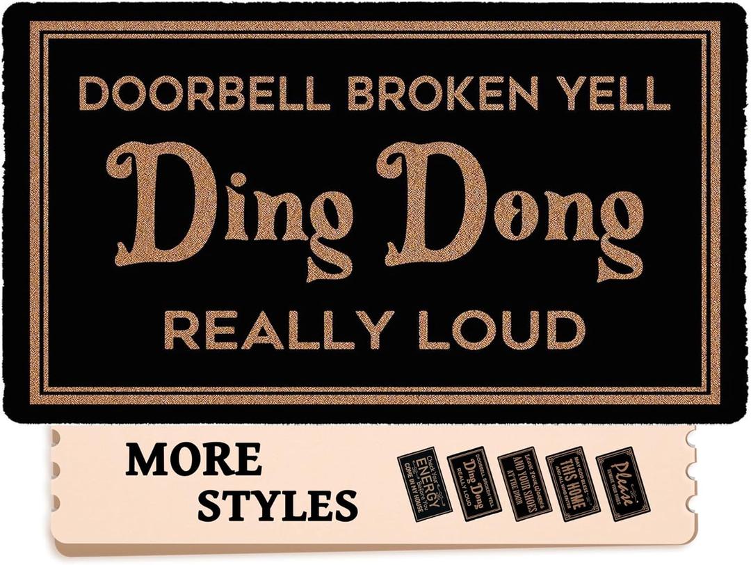 30x17 In Funny Merry Christmas Doormats for Front Door Mat Doorbell Broken Yell DingDong Really Loud Outdoor Entrance Non Slip Mats Indoor Decor Bathroom Mat Entrance Rug Kitchen Rugs and Mats