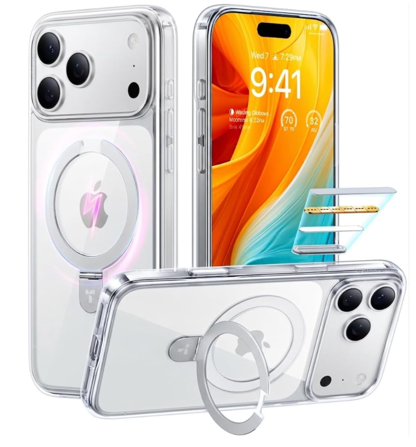 TORRAS Ostand Magnetic for iPhone 17 Pro Max Case, Fit for MagSafe, Sturdy Stand, Military Grade Drop Tested, Camera Control Button, Clear Slim Soft Edge Case for iPhone 17 Pro Max 6.9", Clear