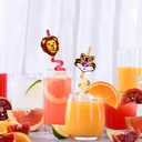 3 x 24 Reusable Jungle Animal Straws for Lion Fox Safari Party Supplies Favors,Woodland Birthday Party Supplies Gift with 2 Cleaning Brushes