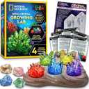 National Geographic Mega Crystal Growing Kit for Kids- Grow 6 Crystals with Light-Up Stand, Science Gifts for Kids 8-12, Crystal Making Experiment, Science Kit for Girls and Boys 