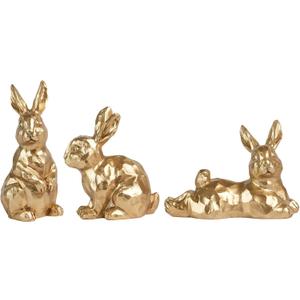 3pcs Gold Bunny Easter Decor,Small Rabbit Figurines for Spring Table Vintage Home Decorations