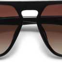 SOJOS Retro Aviator Polarized Sunglasses for Men Women Trendy Vintage Square Pilot Mens Shades SJ2370 (Black Frame Brown Grading Lens)