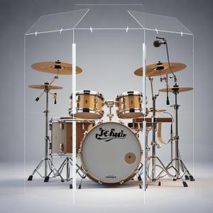 Portable Drum Shield | 3 Panels 2ft x 5ft w/Deflectors | Converts to 2ft x 6ft | Factory-Installed Full-Length Stainless Steel Hinges | Acrylic Drum Sound Barrier | Cage for Church (3 Panels w/Defl.)