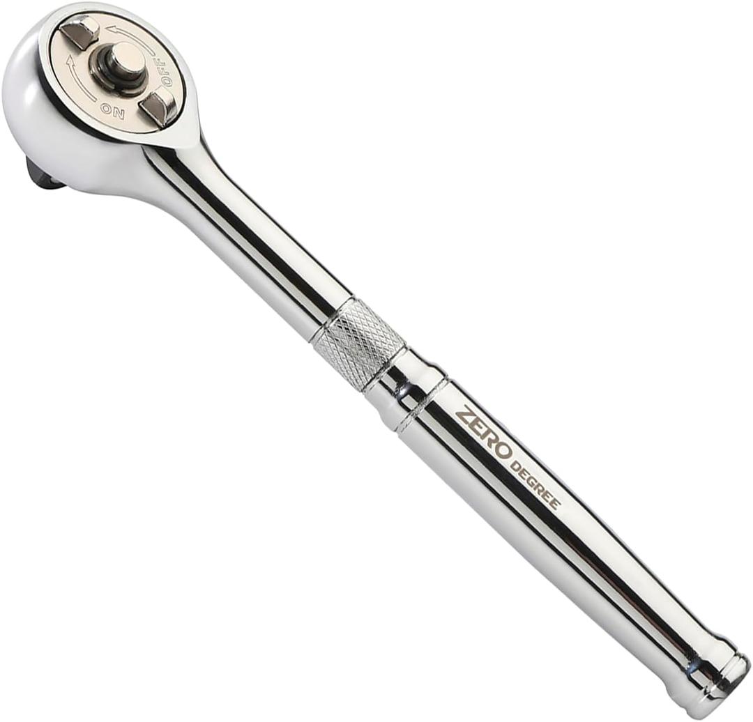 Zero Degree 38150 Ultra-Precise Gearless Ratchet  Nickel Plated High-Carbon Steel with ASME Certified Torque  Durable & Rust-Resistant  Perfect for Tight Spaces, 1/4" Drive