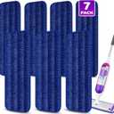 7 Count Reusable Microfiber Mop Pads for Swiffer PowerMop- MEXERRIS PowerMop Refills Hard Wood Floor Mop Pads Machine Washable, Wet Dry Dust Mop Pads Replacement for 13''-15'' Spray Wet Mops