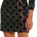 Donna Morgan Womens Holiday Sequin Dress Event Occasion Cocktail Party Guest of (8, Black/Purple/Gold)