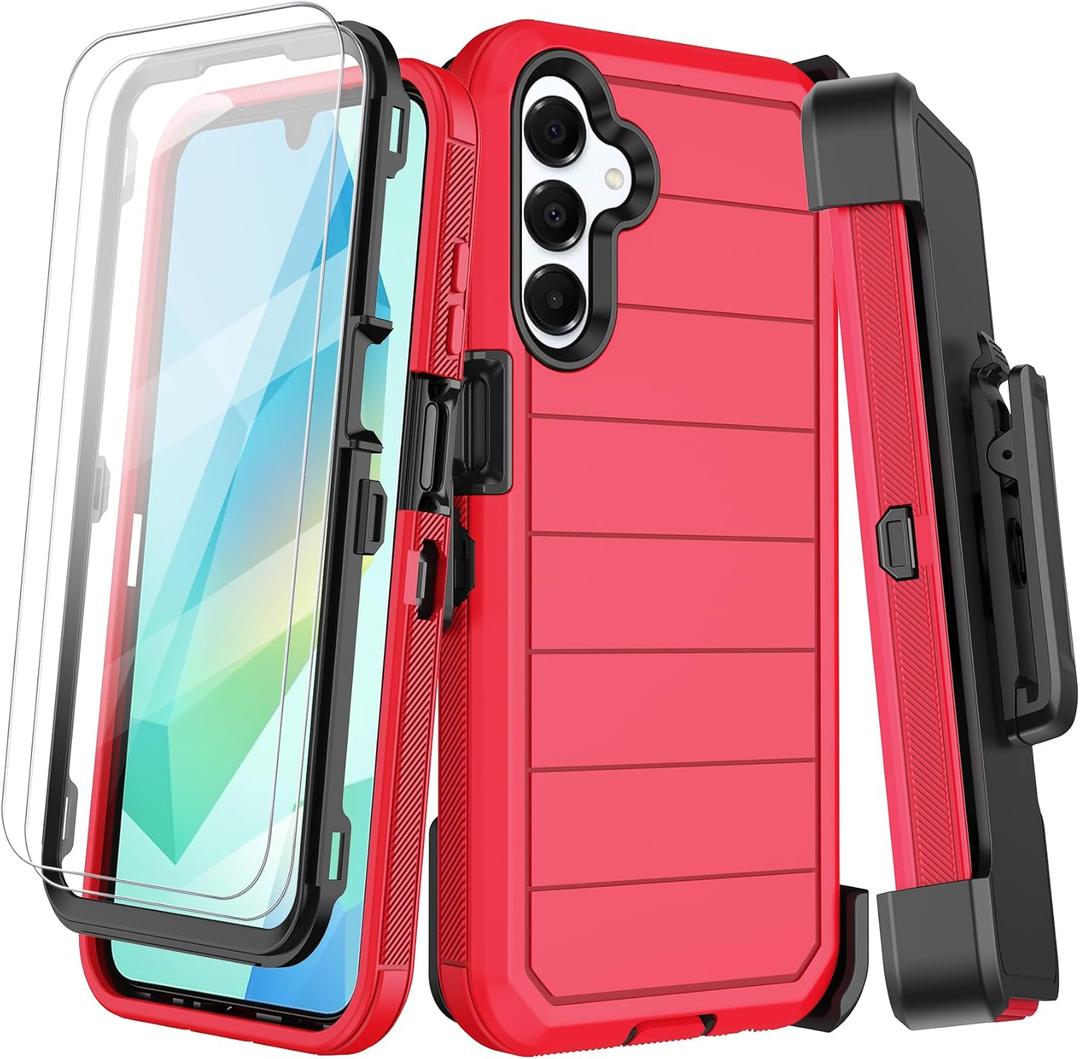 for Samsung Galaxy A16 5G Case with Belt Clip Holster,2X Screen Protectors & Kickstand,Heavy Duty Shockproof Drop Protection Bumper Military Grade Full Body Non Slip Rugged Durable Phone Cover