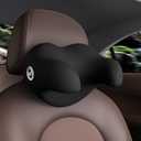 U-Shaped Car Headrest Pillow for Sleeping, 100% Memory Foam Car Pillow with Breathable Removable Cover, Ergonomic Design - Ideal Car Companion for Naps & Neck Pain Relief (Black, 1PC)