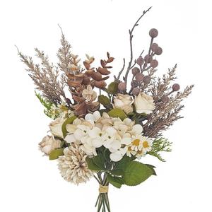 12-inch Small Fake Silk Flowers Fall Bouquet Faux Centerpieces with Roses, Dandelions, Hydrangea, Daisies, Hollyberries - Realistic Artificial Floral Arrangements for Home Kitchen Decor (Brown) 12-inch Small Fake Silk Flowers Fall Bouquet Faux Centerpieces with Roses, Dandelions, Hydrangea, Daisies, Hollyberries - Realistic Artificial Floral Arrangements for Home Kitchen Decor (Brown)