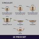 Circulon Premier Professional Hard Anodized Nonstick Cookware Induction Pots and Pans Set Nonstick, Home Essentials, 12-Piece, Bronze