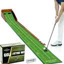 Putting Green Indoor, No Hump Golf Mat with Auto Ball Return - Easy to Fold Solid Wood Base, Luxurious Velvet Surface - Ideal for Home or Office and Golfers 